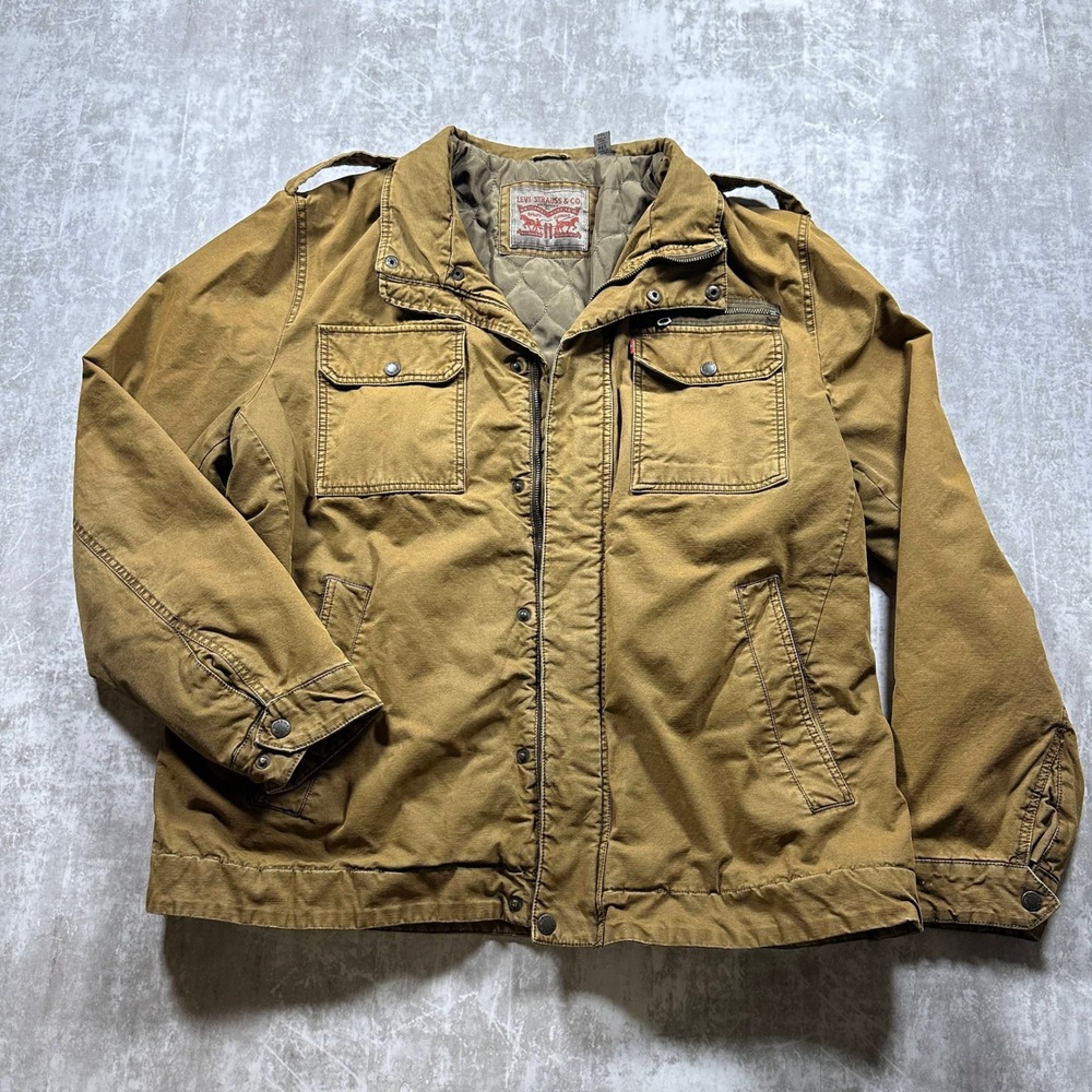 Levi Strauss Field Jacket Mens XXL Brown Quilted Lined Utility Coat